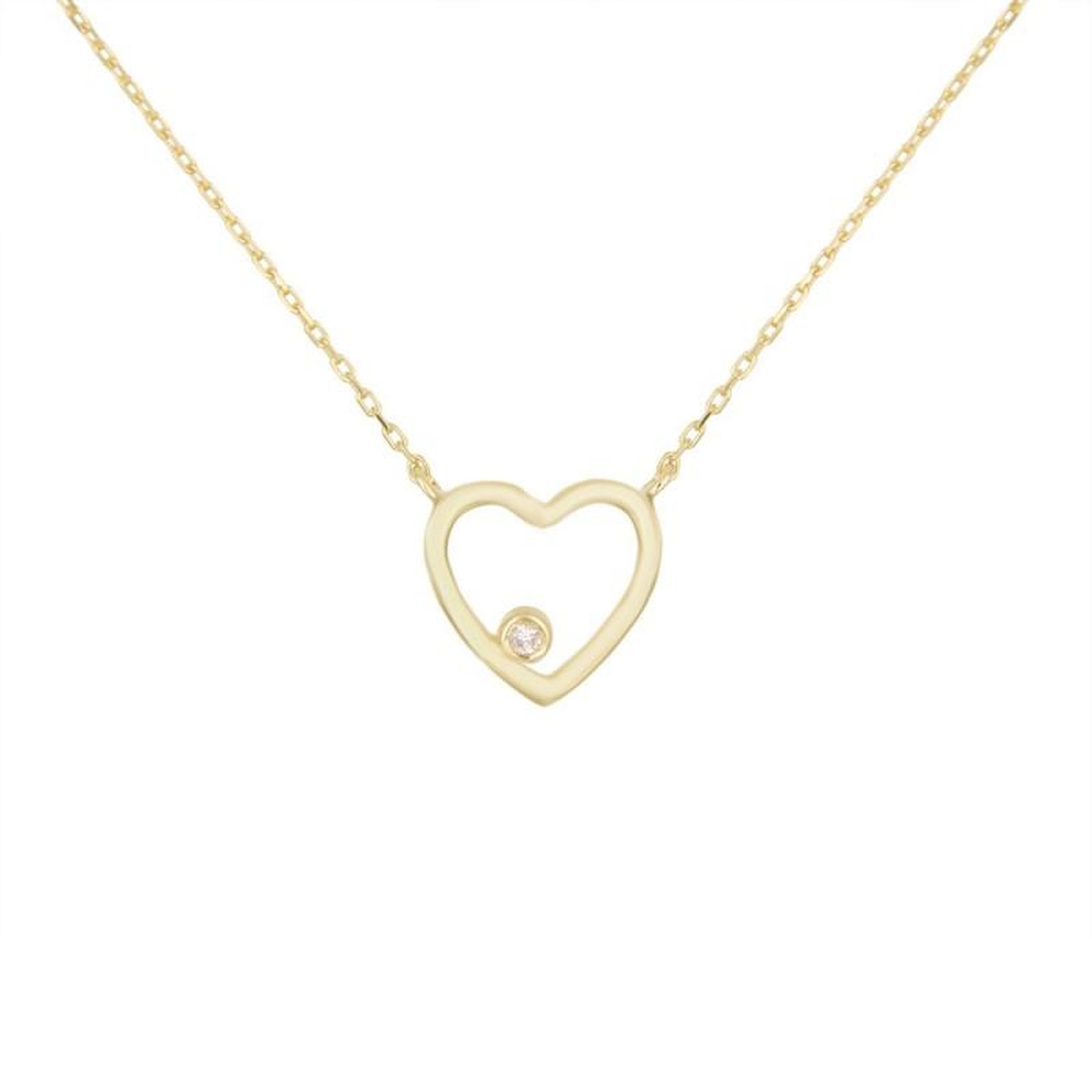 L'ATELIER D'AZUR Collier Or Jaune et Diamant Solitaire - Motif Coeur – Femme