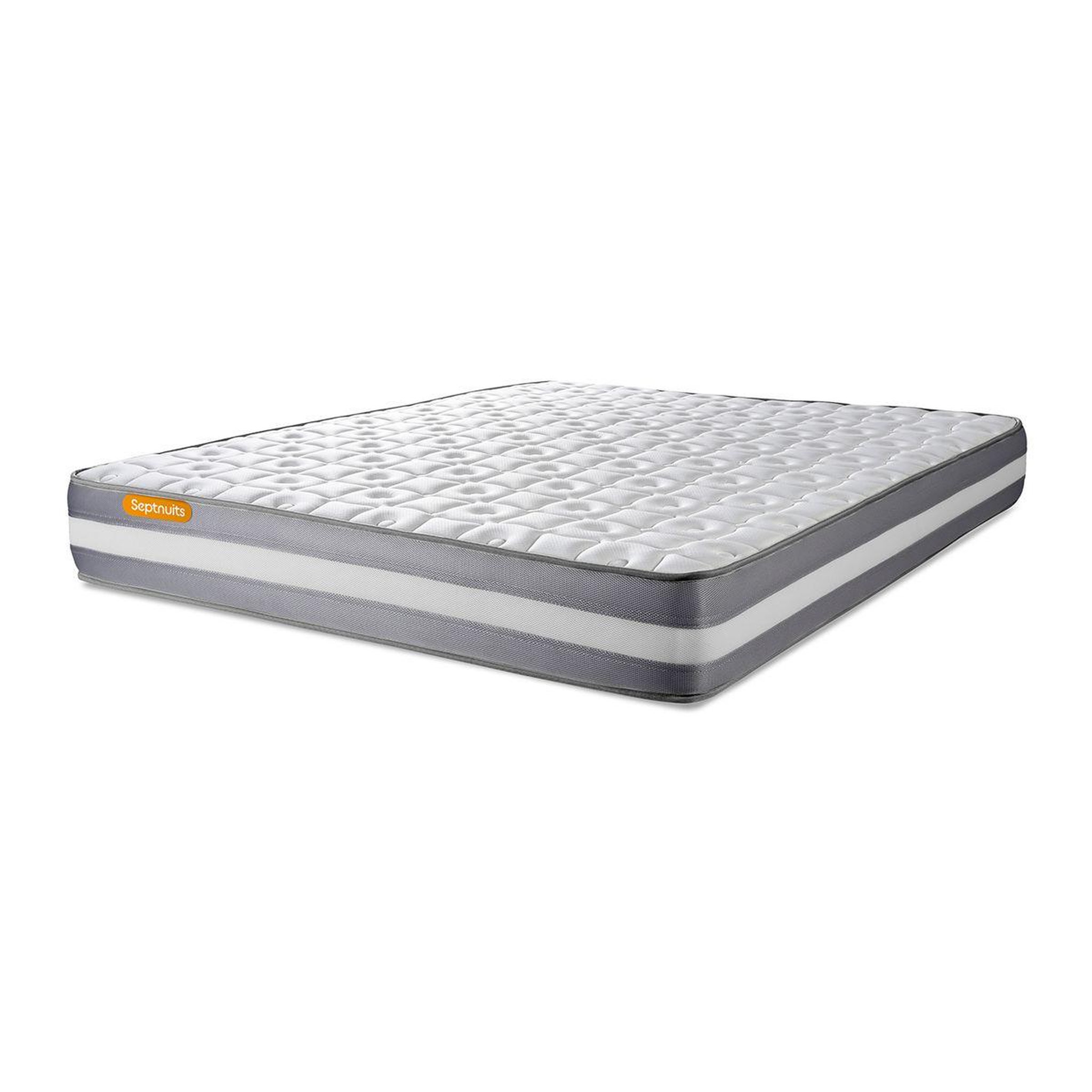 Voir la diapositive 3 : SEPTNUITS PACK matelas + sommier kit gris Memo Plus Mémoire de forme + 2 oreillers + couette