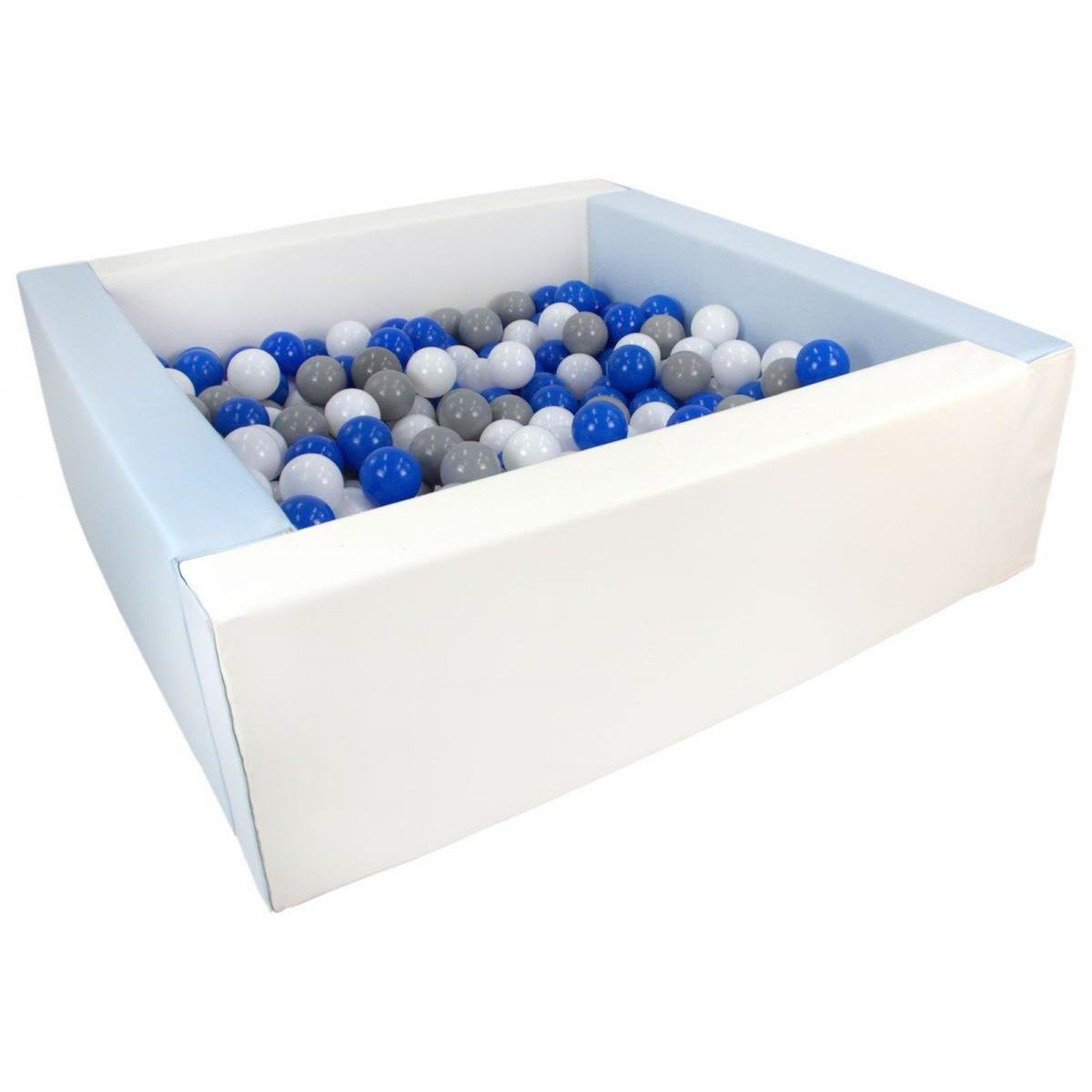 VELINDA Piscine à balles carrée avec 200 balles - blanc, bleu (pastel)/blanc, bleu, gris