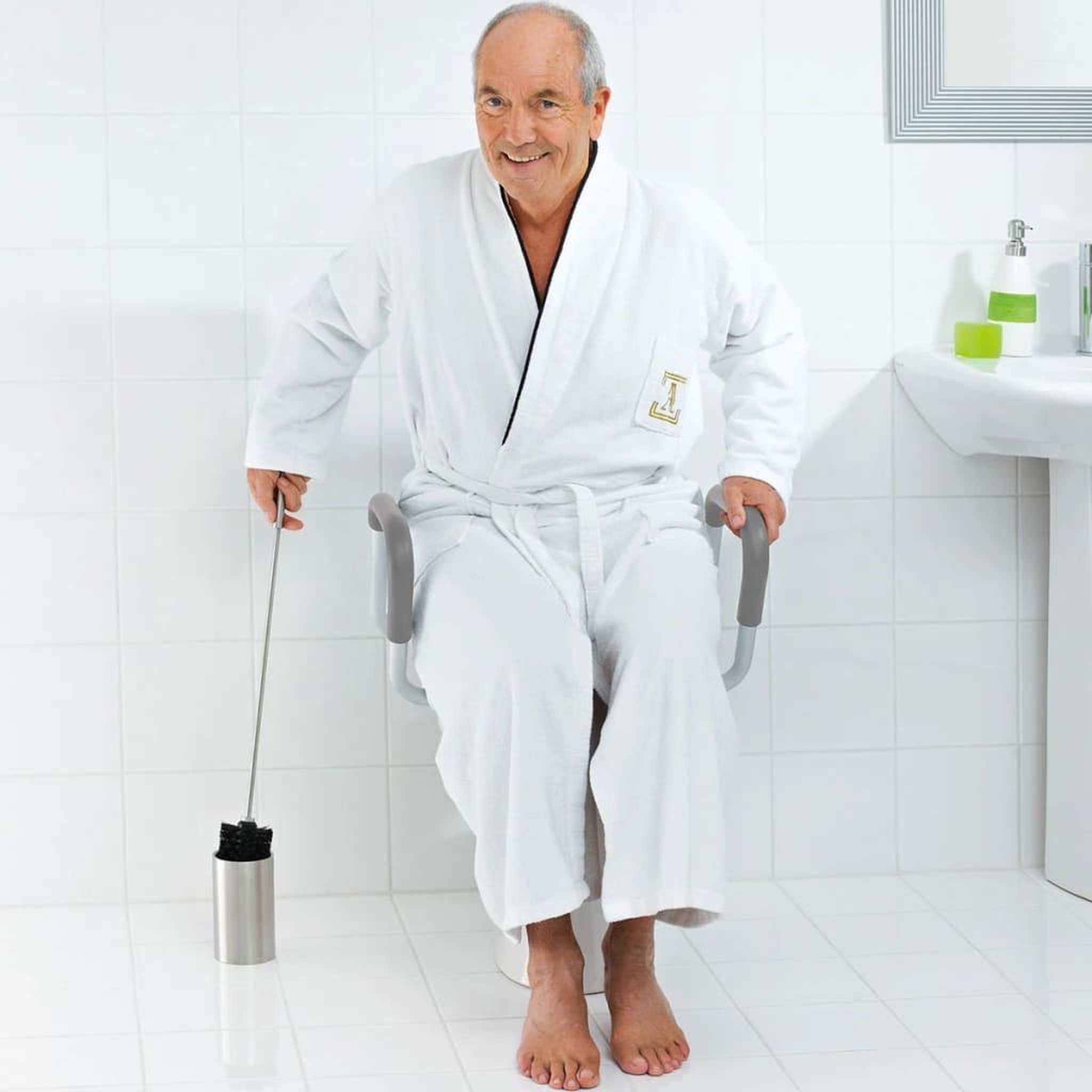 Voir la diapositive 3 : RIDDER RIDDER Siege de toilette avec barre de securite Blanc 150 kg A0072001