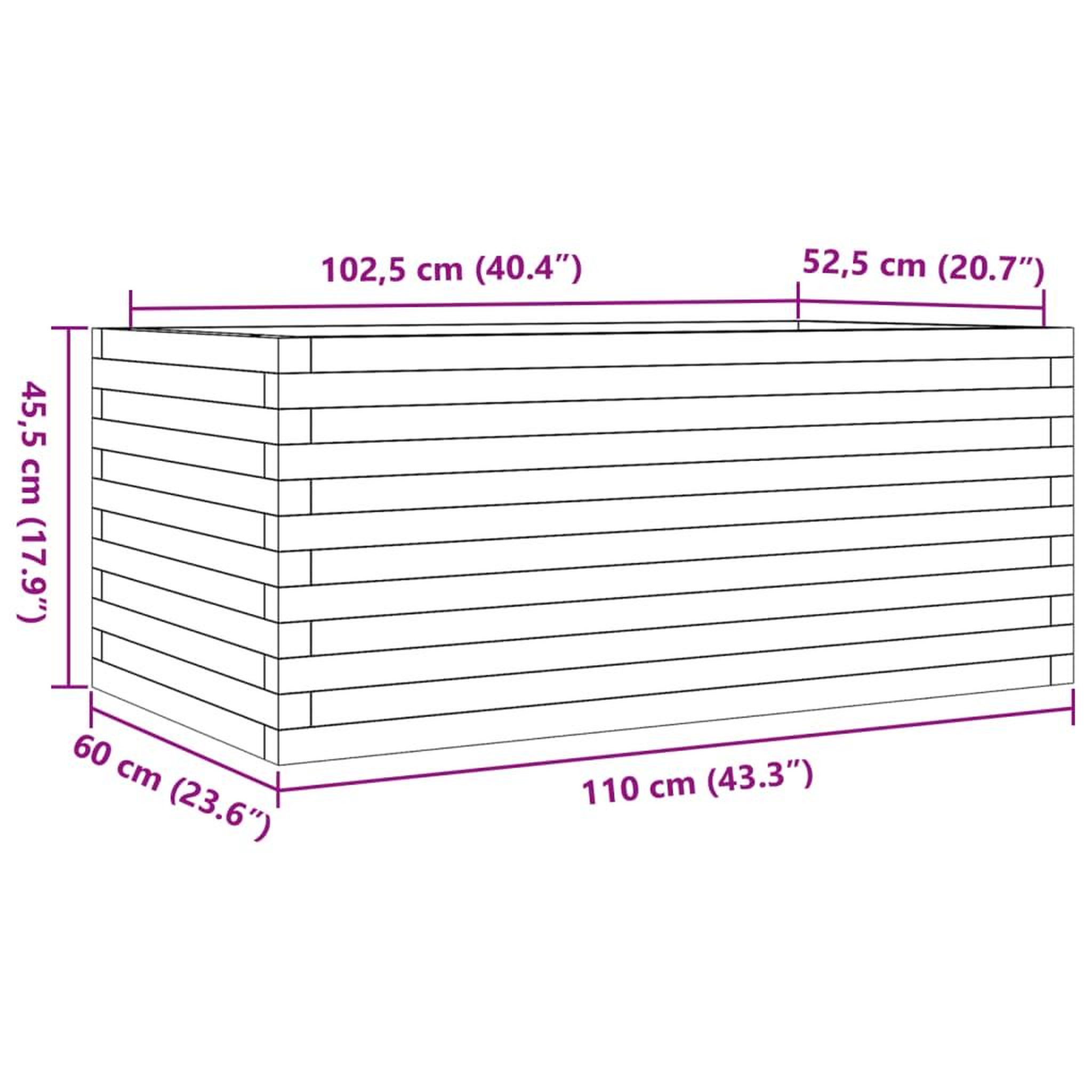 Voir la diapositive 6 : VIDAXL Jardiniere 110x60x45,5 cm bois de pin massif