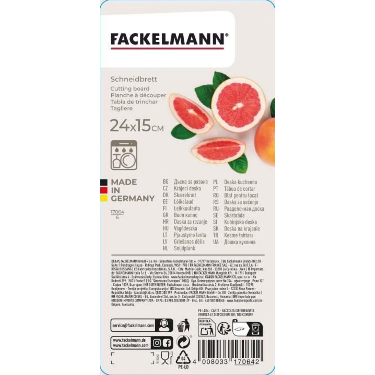 Fackelmann Planche à découper en plastique corail Fackelmann SUMMER PARTY