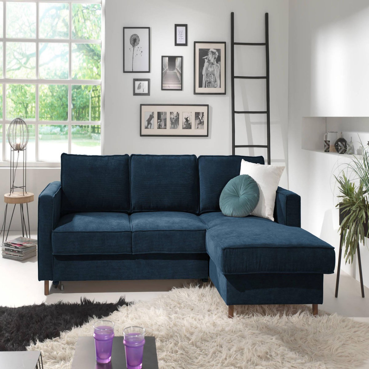 LISA DESIGN Jake - canapé d'angle droit - convertible avec coffre - 4 places - en velours côtelé