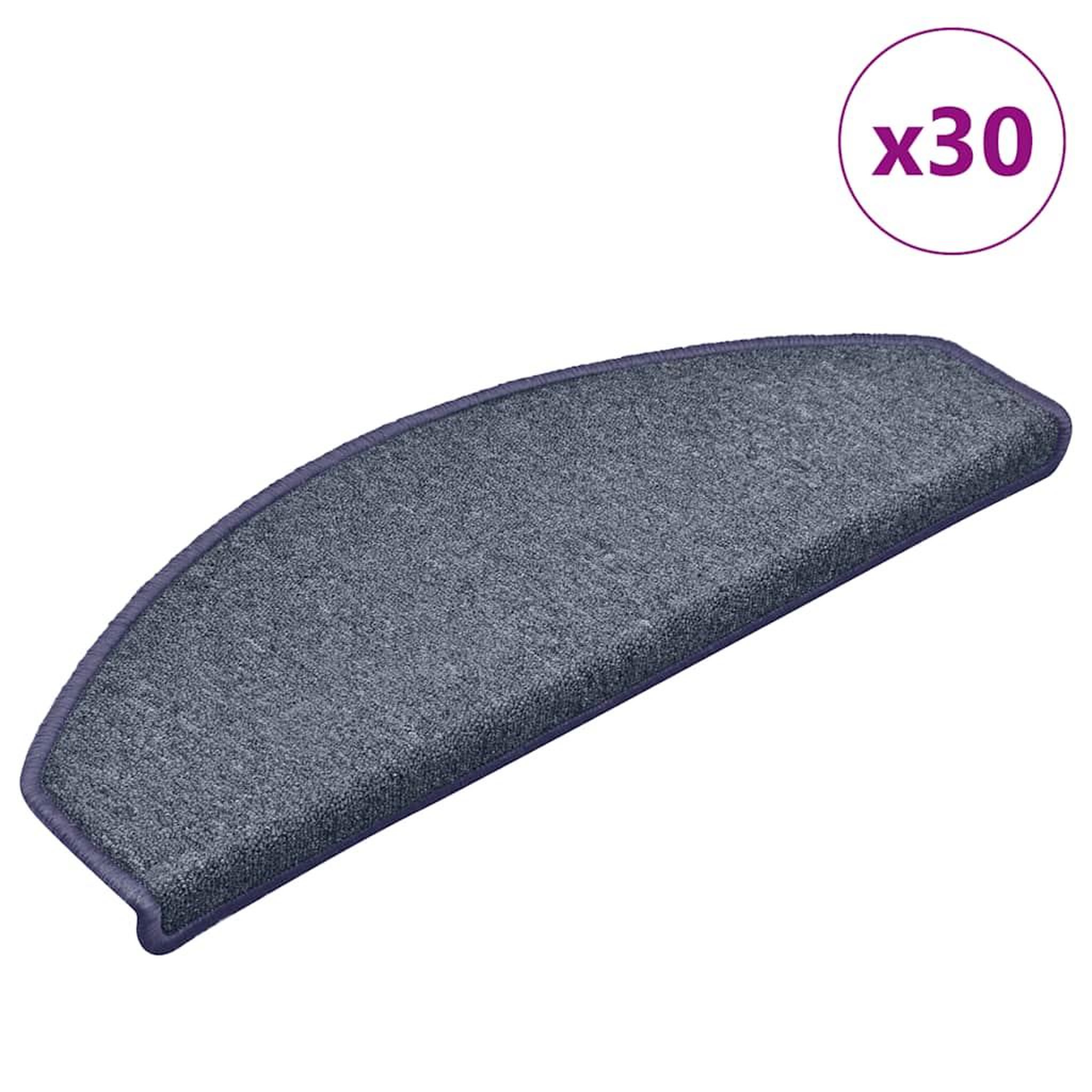 VIDAXL Tapis d'escalier 30 pcs gris fonce et bleu 65x24x4 cm