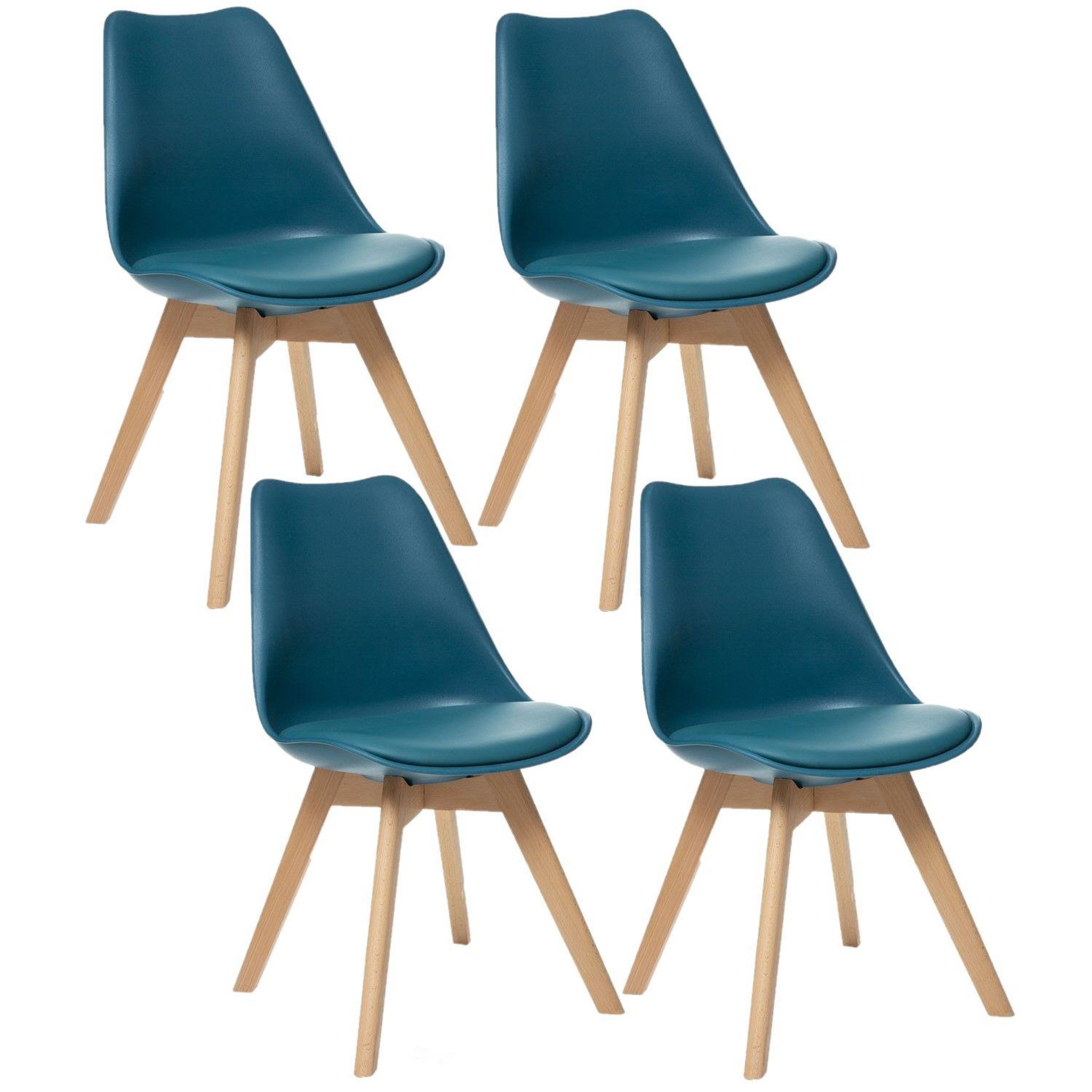 Voir la diapositive 1 : TOILINUX Lot de 4 chaises design scandinave baya