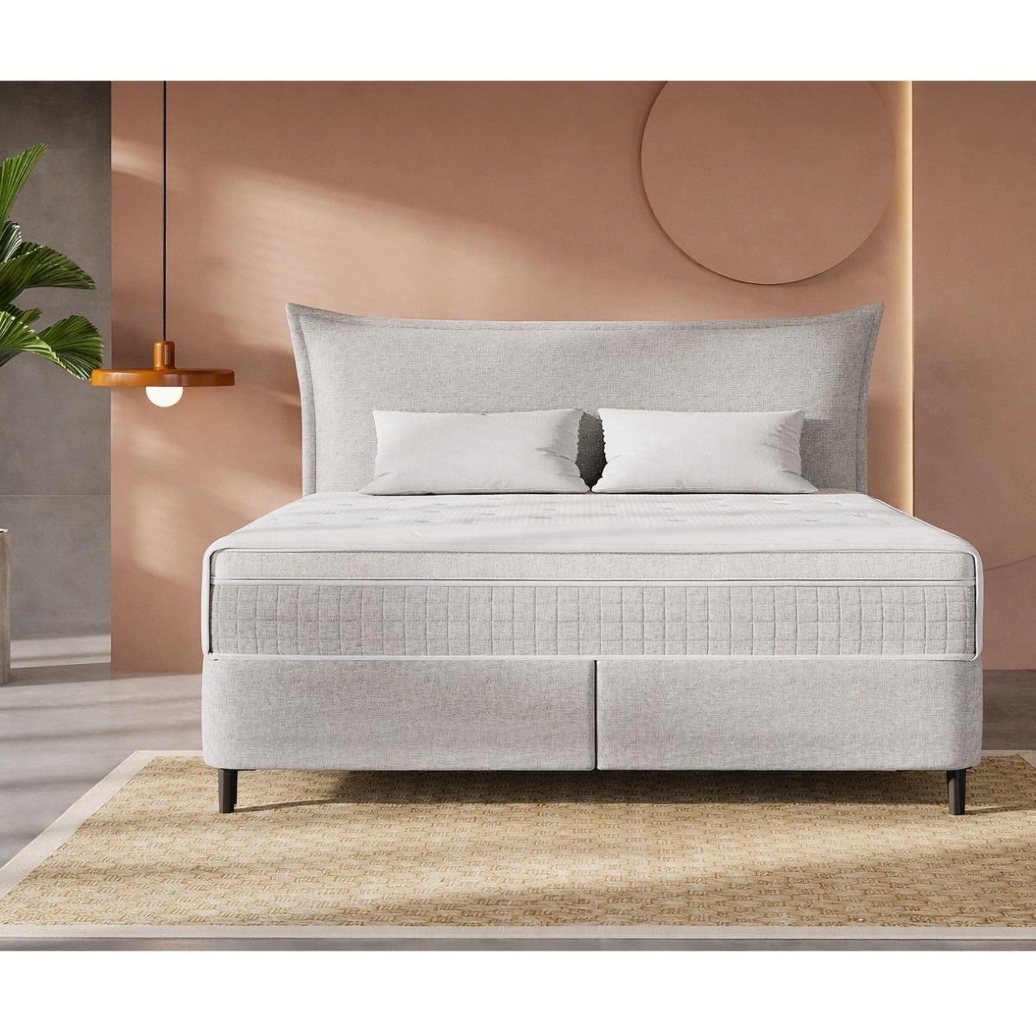 Voir la diapositive 3 : JLC KREATION Lit boxspring coffre complet 180cm + matelas + surmatelas nuage
