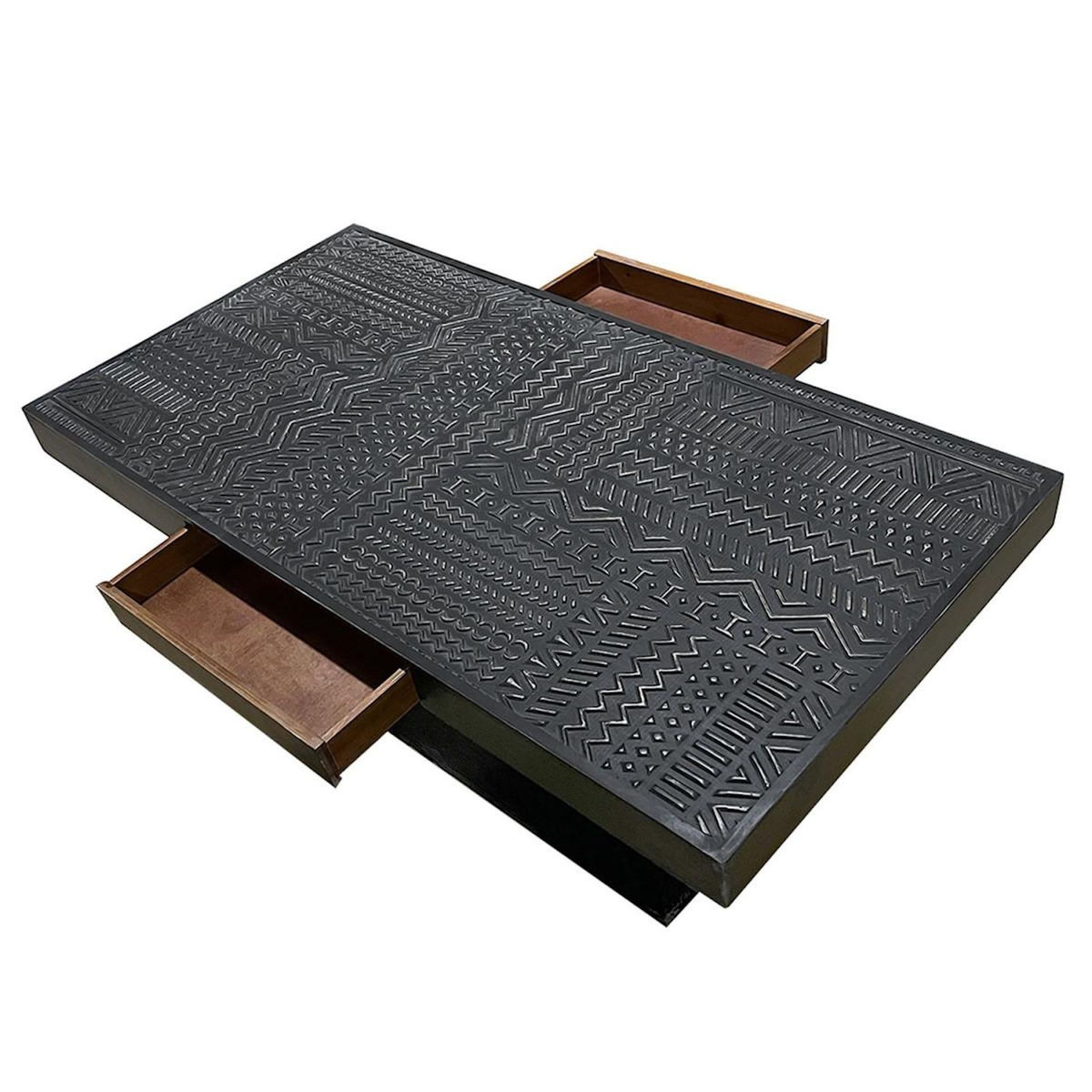 Paris Prix Table Basse 2 Tiroirs  Ethnique  120cm Noir
