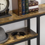 Voir la diapositive 5 : HOMCOM Console design industriel 2 étagères acier noir panneaux aspect bois vieilli