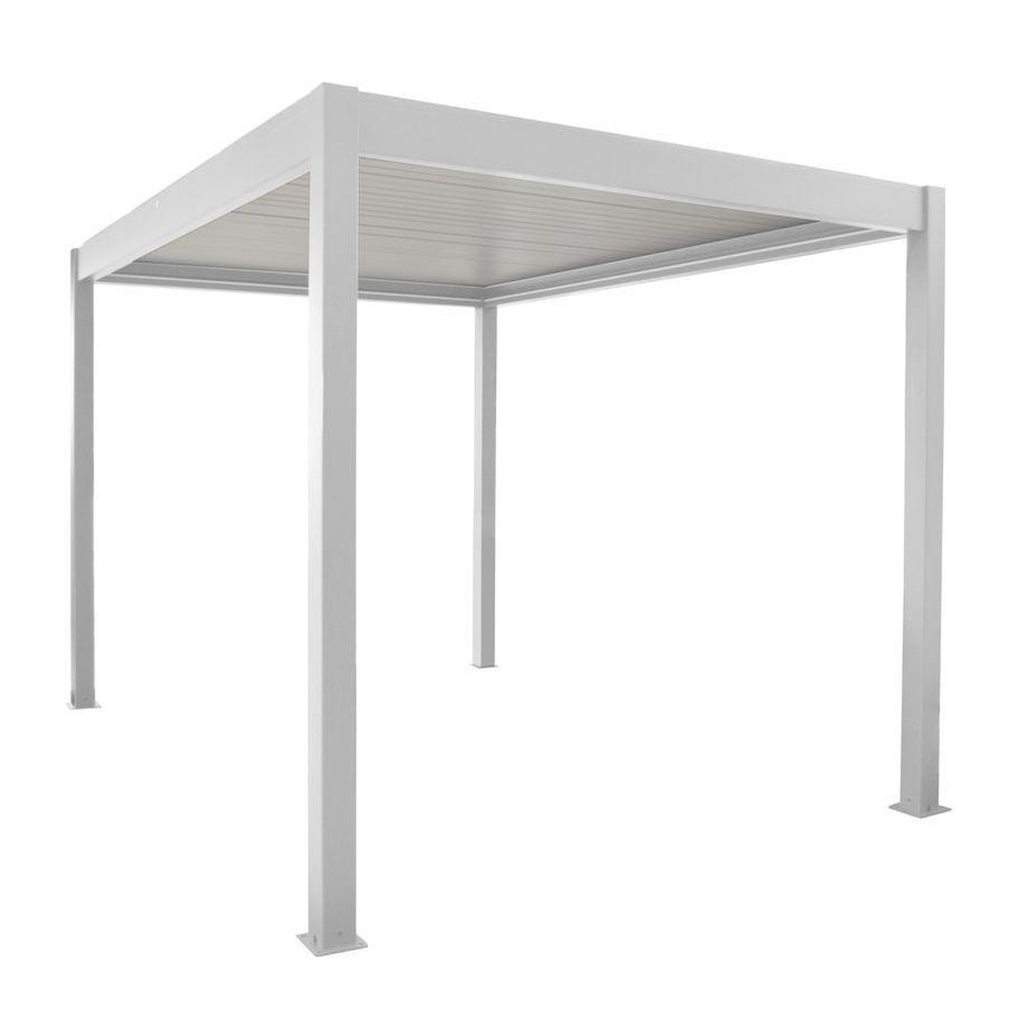 Proloisirs Pergola bioclimatique autoportée Zéphir motorisée aluminium/lames - blanc - 3 x 4 m
