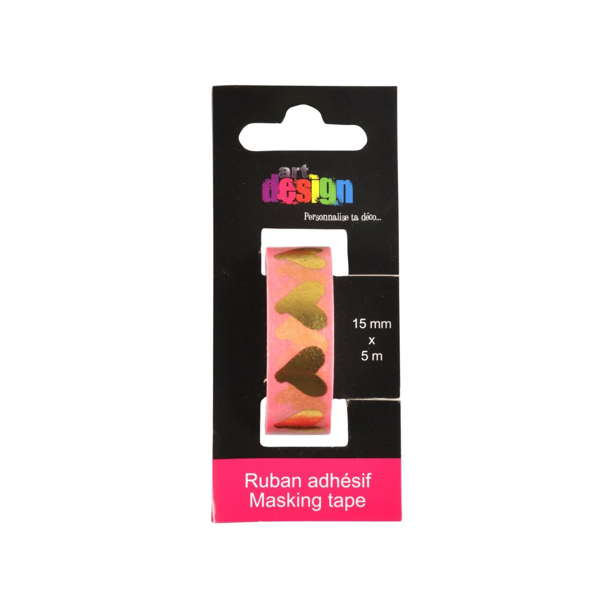 Voir la diapositive 2 : HOMEA Ruban masking tape  cœurs  5m or
