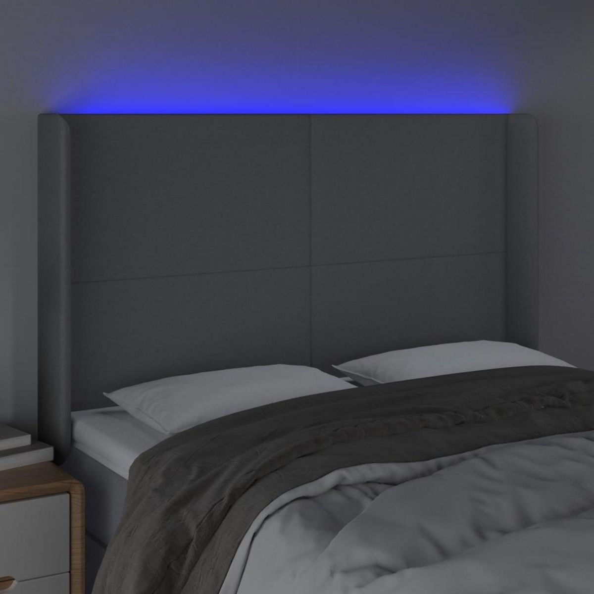 VIDAXL Tete de lit a LED Gris clair 147x16x118/128 cm Tissu