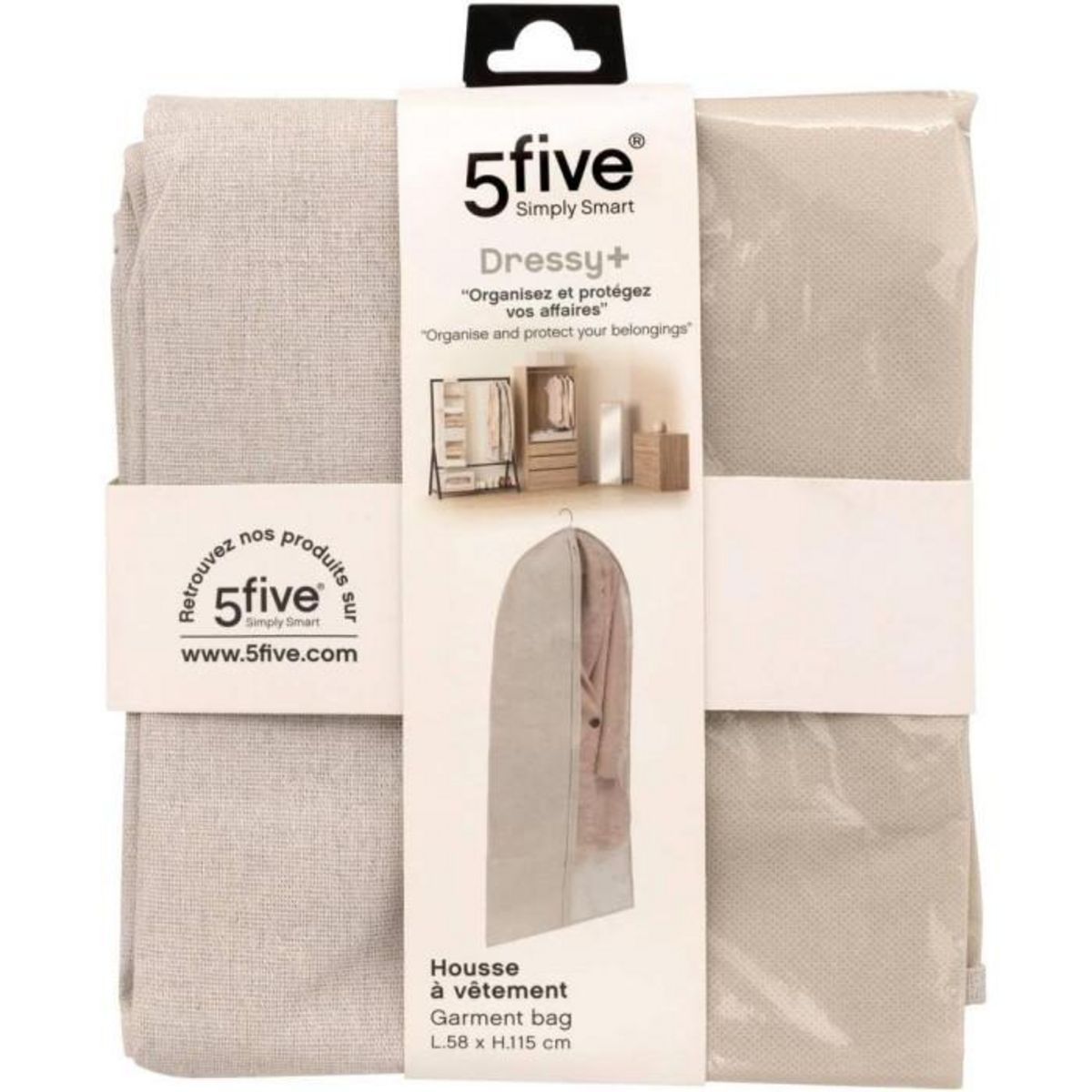 FIVE Housse à Vêtement à Suspendre  Dressy  115cm Beige