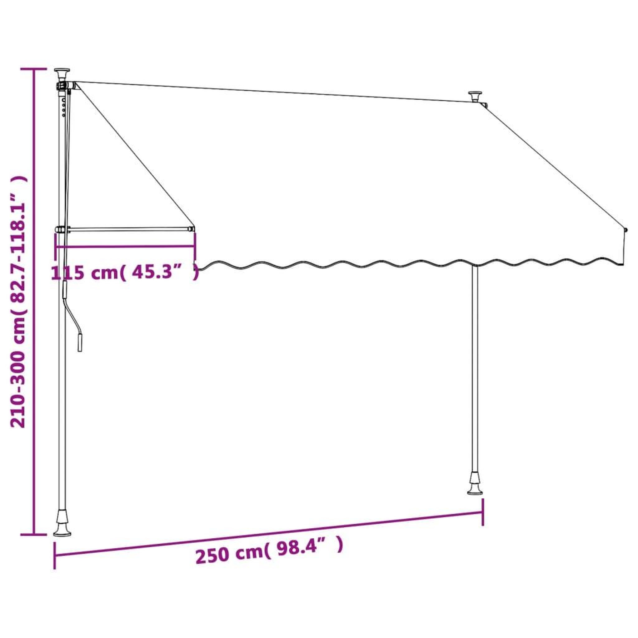 Voir la diapositive 6 : VIDAXL Auvent retractable anthracite 250x150 m tissu et acier