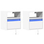 Voir la diapositive 3 : VIDAXL Tables de chevet murales avec lumieres LED 2 pcs blanc
