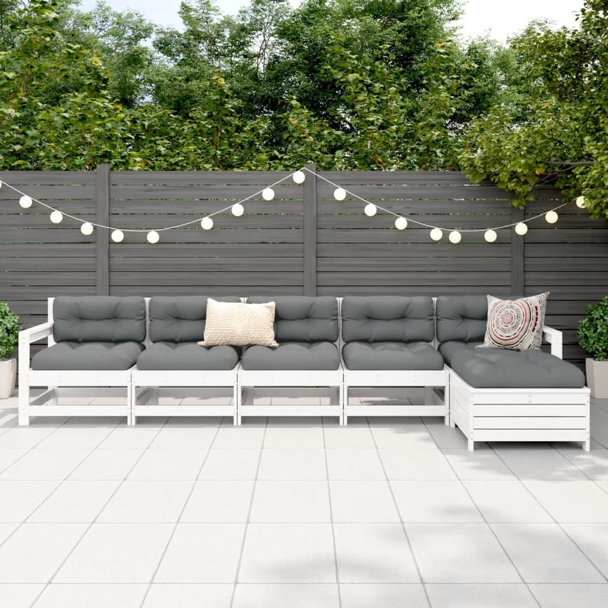 Voir la diapositive 3 : VIDAXL Salon de jardin 6 pcs blanc bois de pin massif