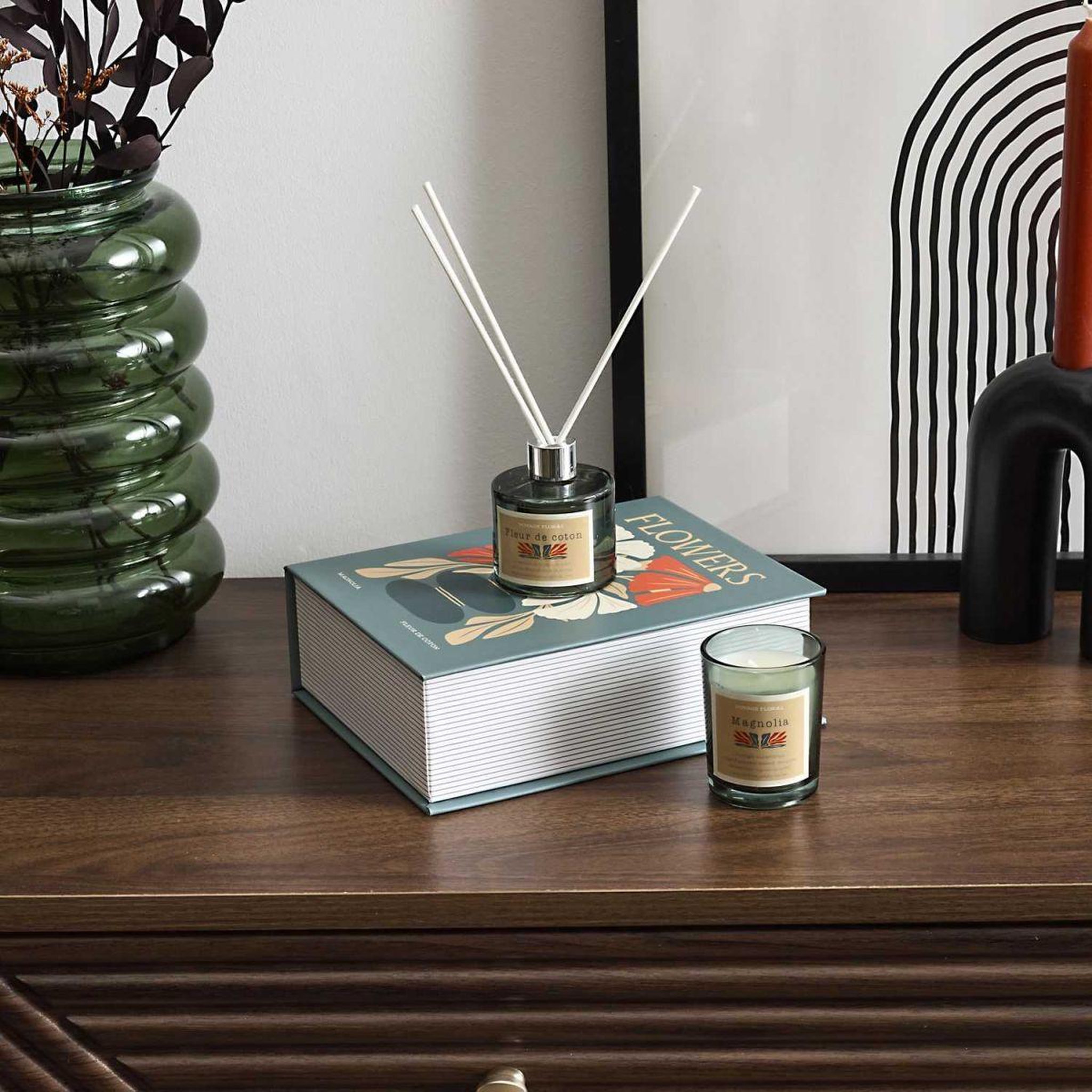 Voir la diapositive 3 : The Home Deco Factory Coffret Senteur Parfumée   Flower  18cm Magnolia
