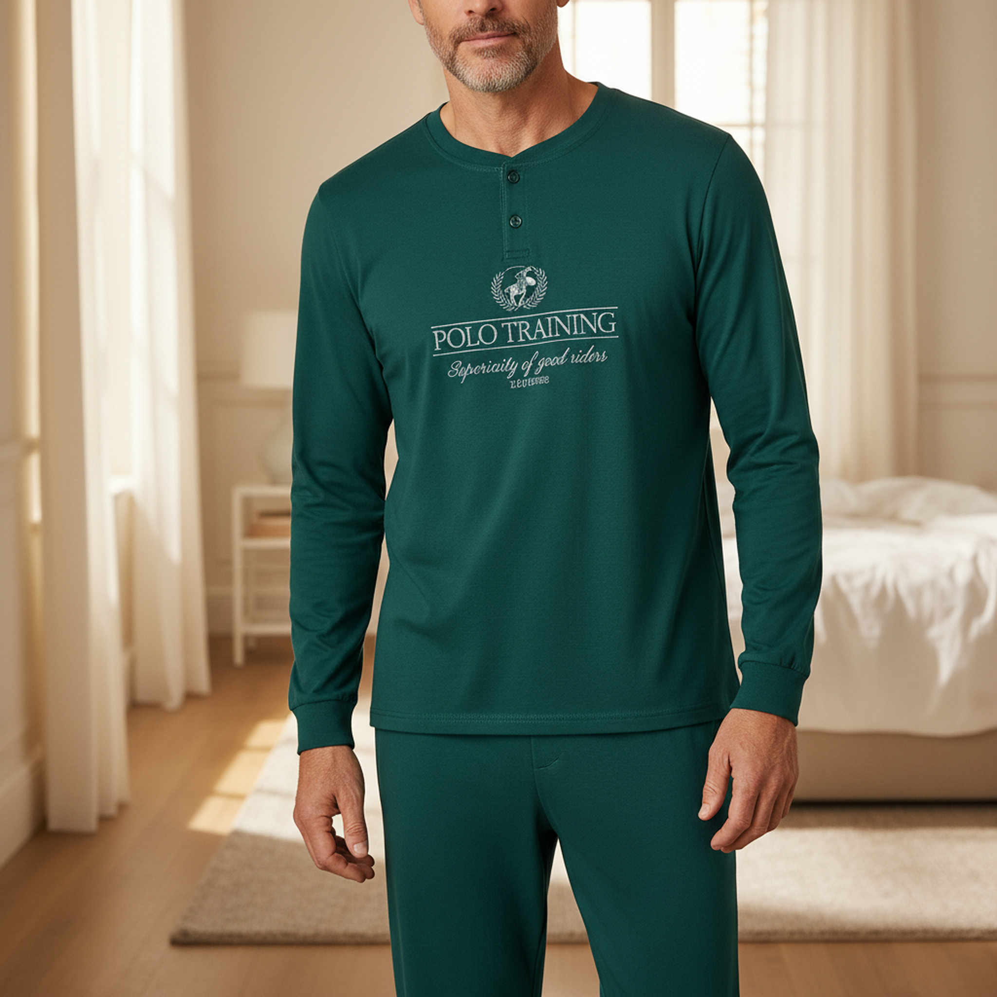 Voir la diapositive 2 : OZABI Ozabi pyjama homme doublé polaire print brodé