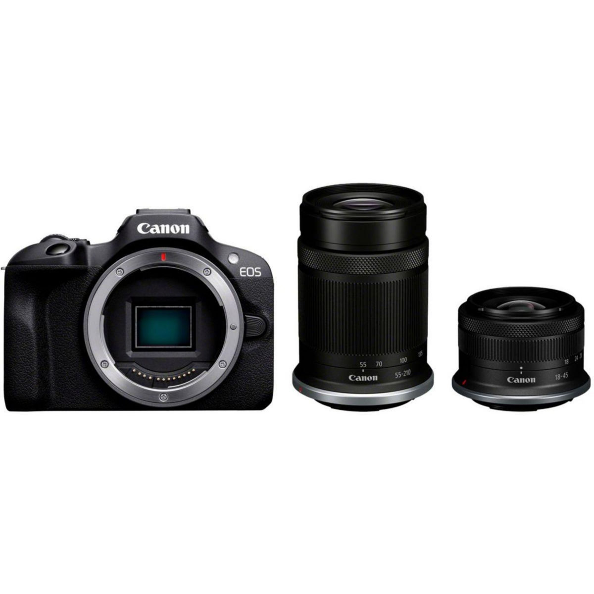Canon Appareil photo Hybride EOS R100+RF-S 18-45 IS STM+RF-S 55-210mm