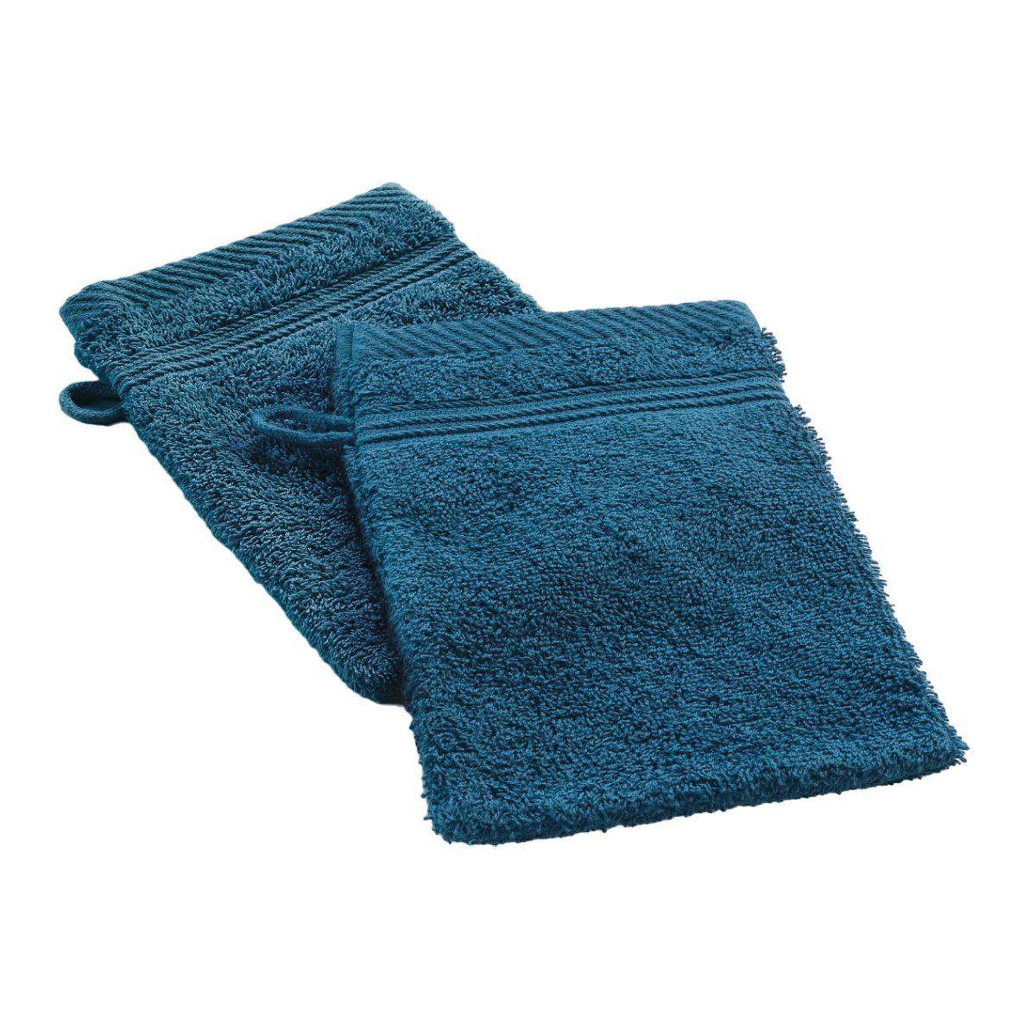 Douceur d'Intérieur Lot de 2 gants de toilette  tendresse  15x21cm saphir