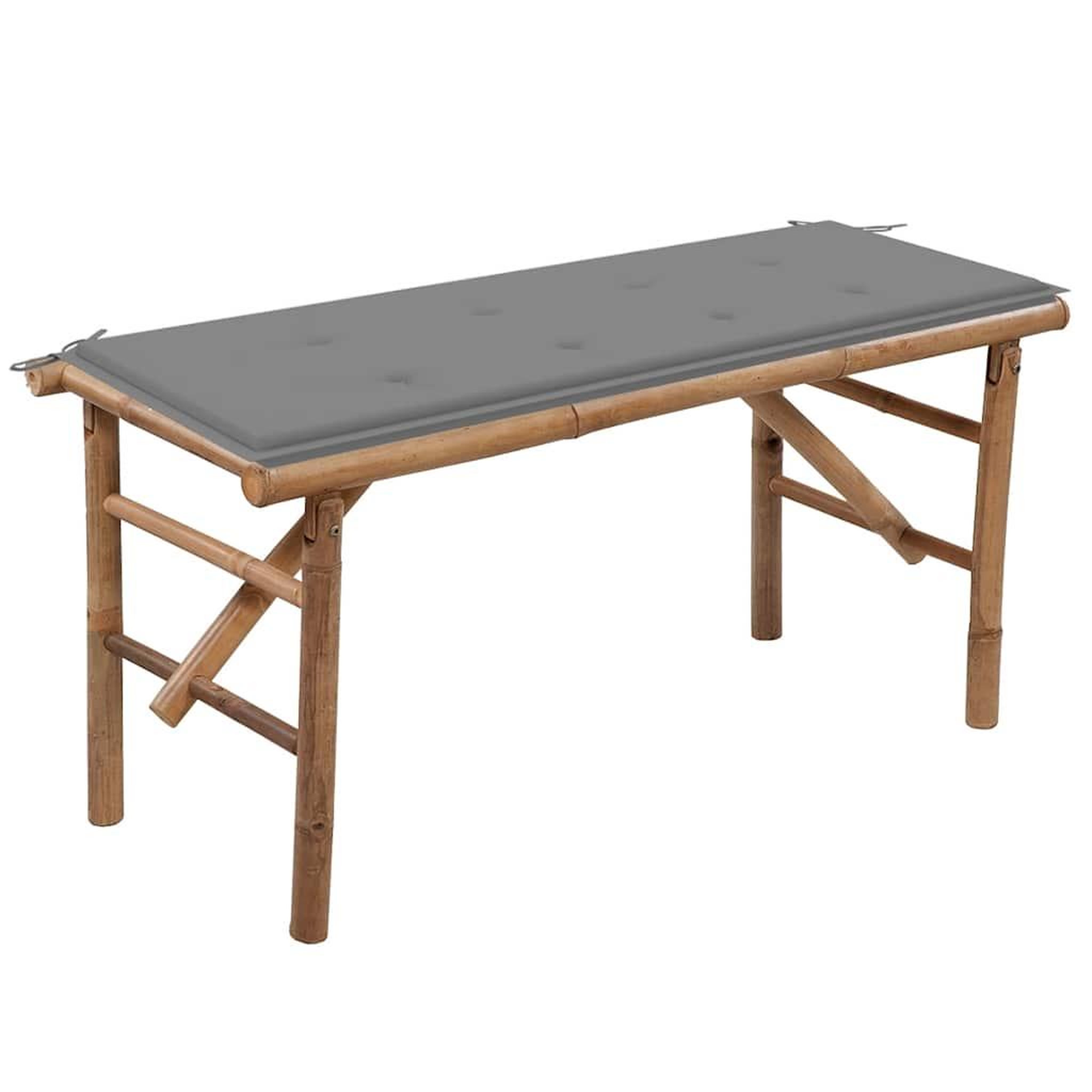 VIDAXL Banc de jardin pliable avec coussin 118 cm Bambou