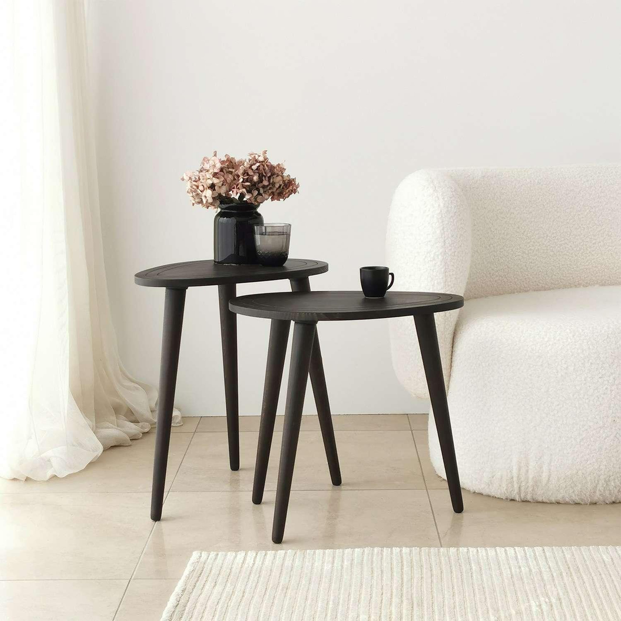 Voir la diapositive 2 : TOILINUX Lot de 2 tables d'appoint théodore en bois massif