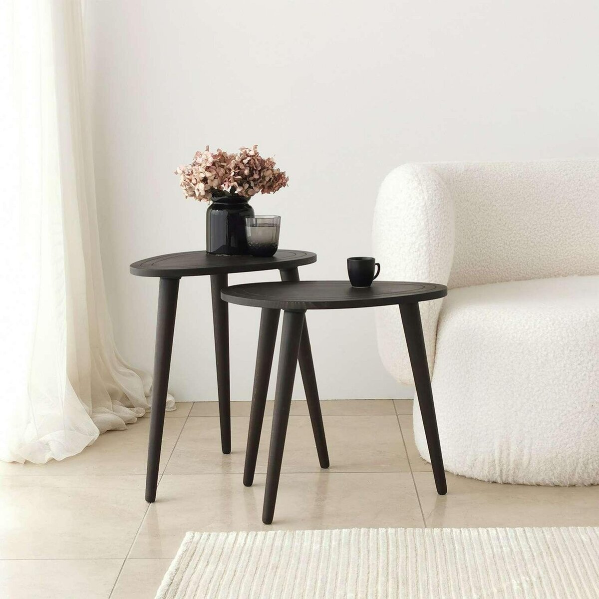 TOILINUX Lot de 2 Tables d'appoint Théodore en bois massif