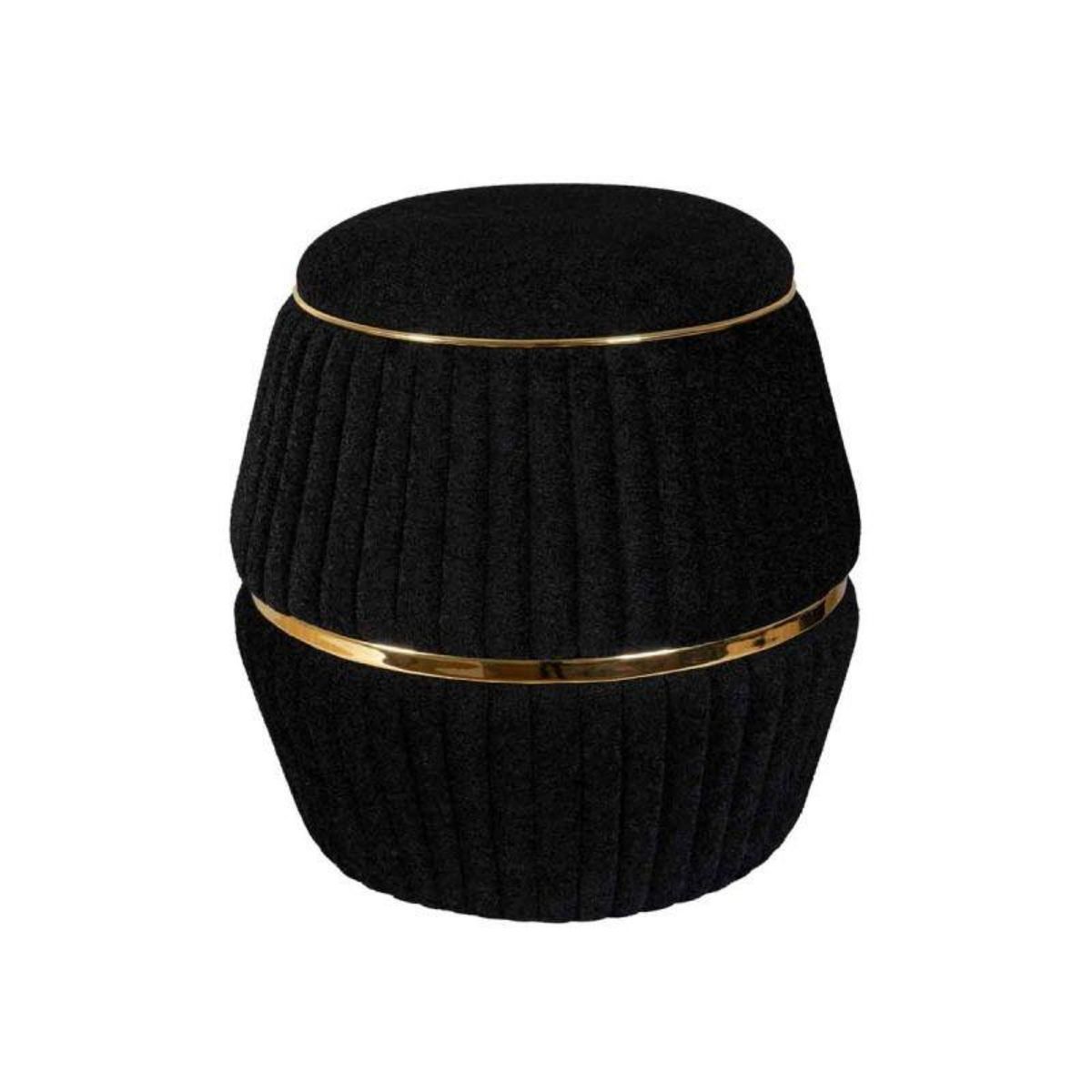 Paris Prix Pouf Matelassé Design  Doric  53cm Noir & Or