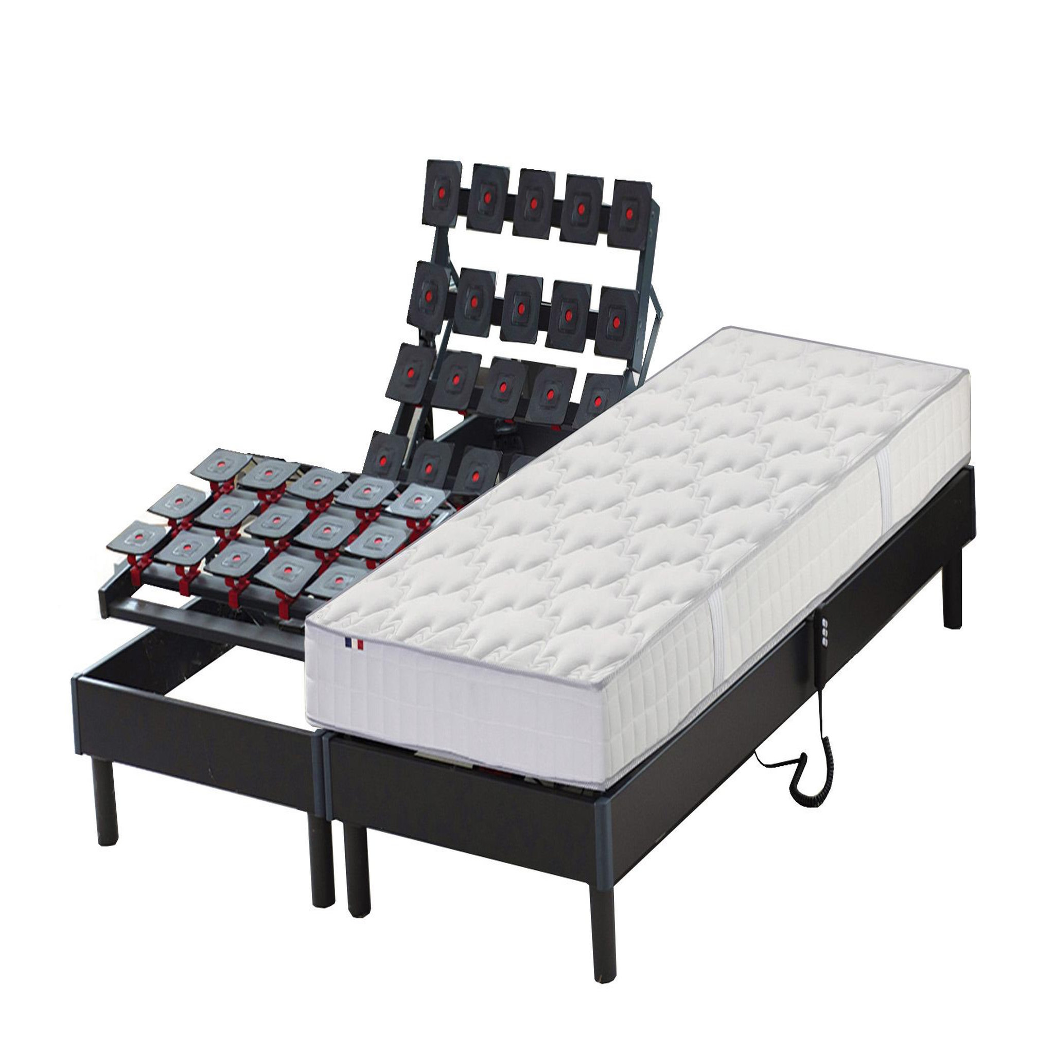 Voir la diapositive 6 : Ensemble TPR tous plots réglables + Matelas Mousse 2x90x200 cm MEMORYLUX