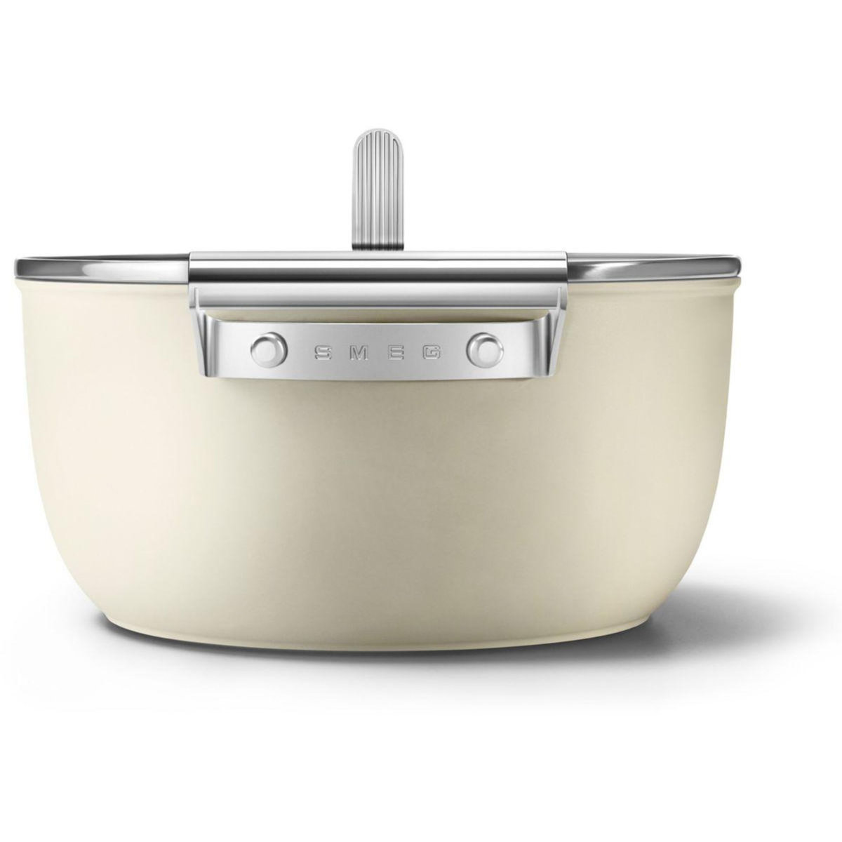 SMEG Faitout 24cm céramique crème avec couvercle