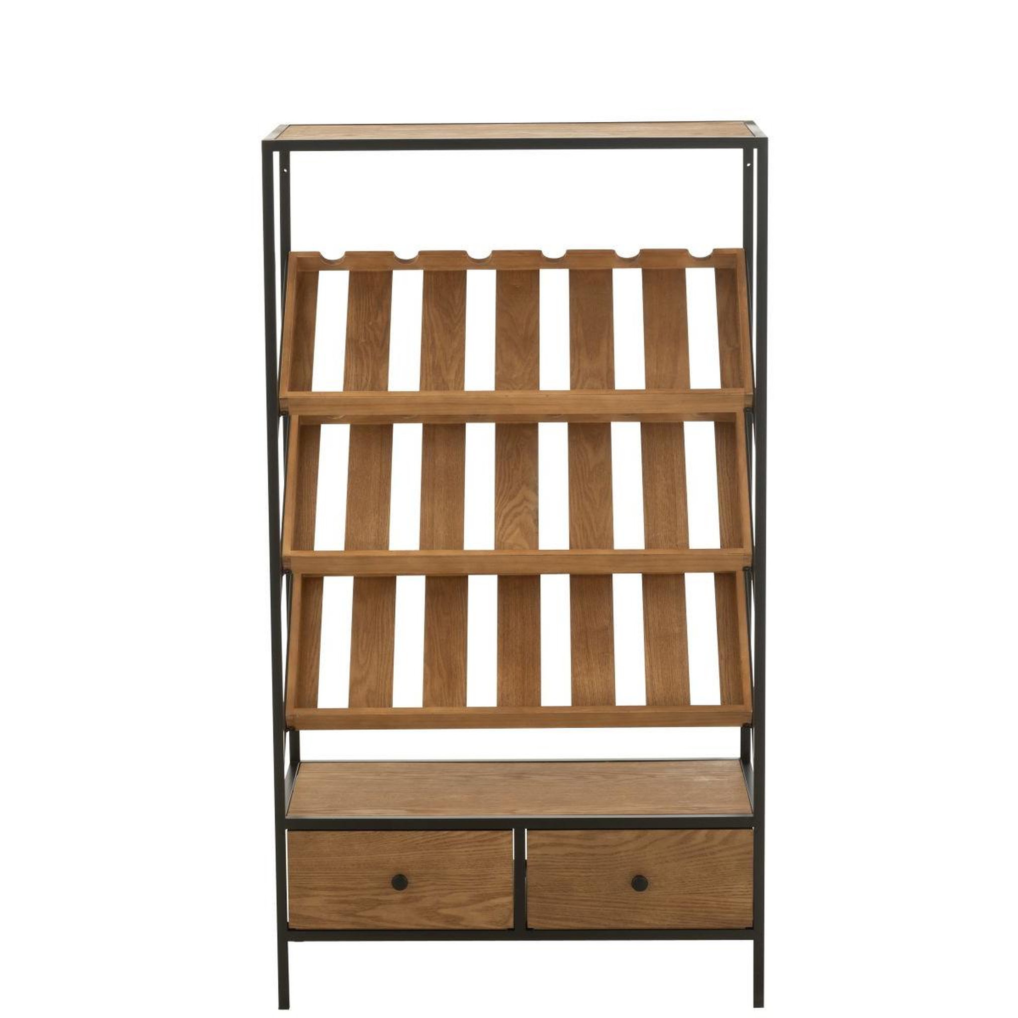 Voir la diapositive 2 : J-LINE Meuble de bar 18 bouteilles  wine  125cm naturel