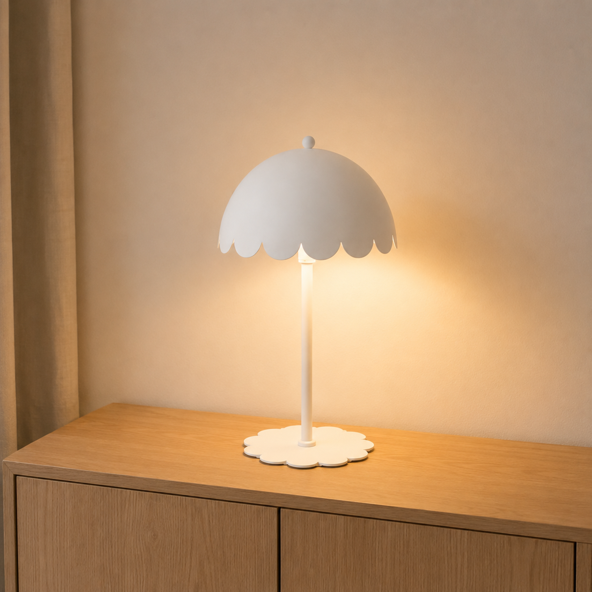 Voir la diapositive 5 : MAISON PAVANE Lampe à poser en métal blanc H43 cm-Flow
