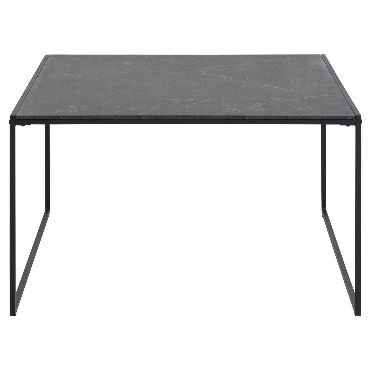 TOILINUX Table basse carré en mélaminé et métal - L.80 cm x H. 48 cm - Noir