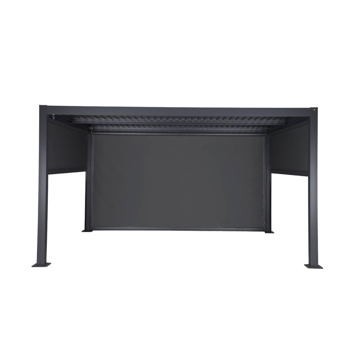 SWEEEK Pergola bioclimatique aluminium et acier 3x4m lames orientables + 2 stores 3m + 1 store 4m PALACE anthracite