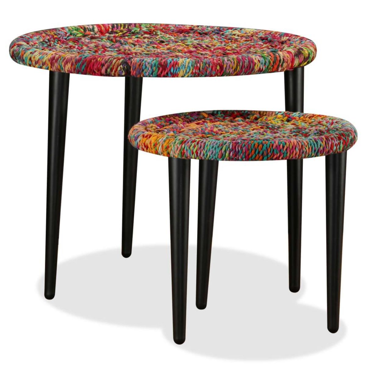 VIDAXL Table basse 2 pcs Details tisses chindi Multicolore