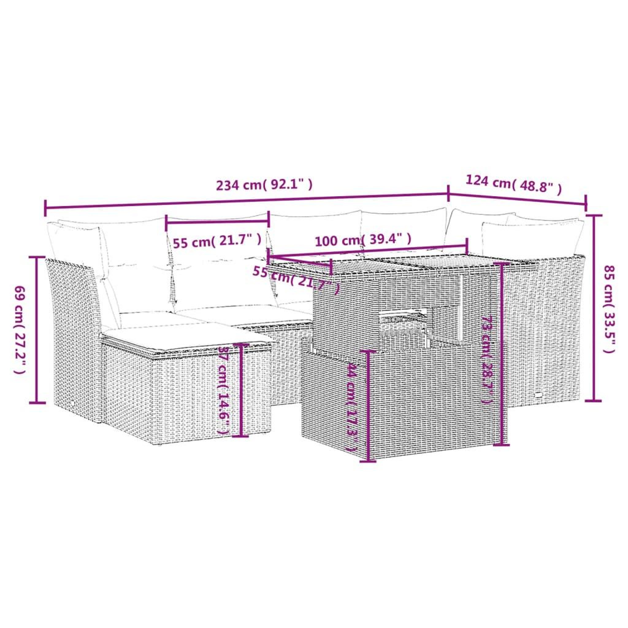 Voir la diapositive 4 : VIDAXL Salon de jardin 7 pcs avec coussins noir resine tressee