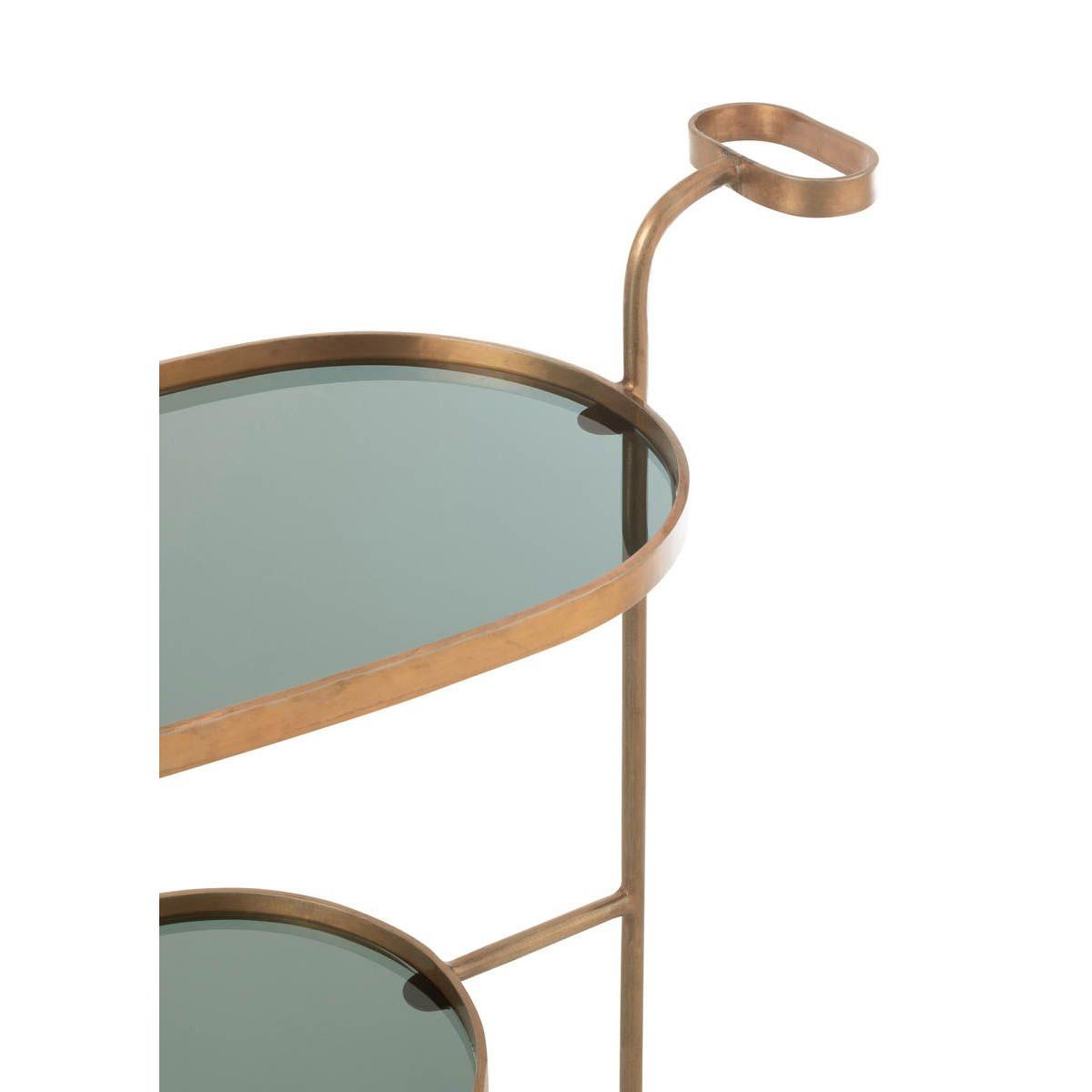 Voir la diapositive 2 : J-LINE Desserte de cuisine en métal  2 niveaux  84cm bronze