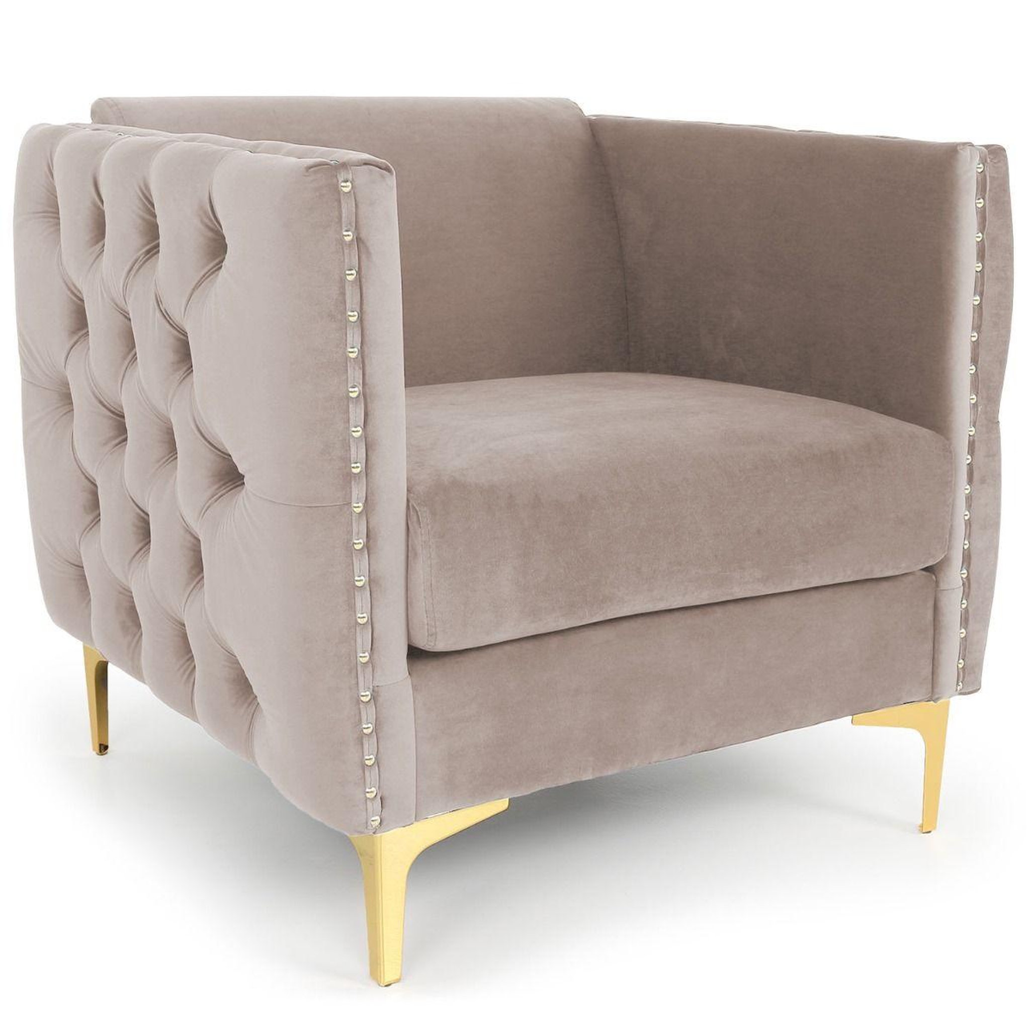 Paris Prix Fauteuil design en velours  suez  83cm taupe