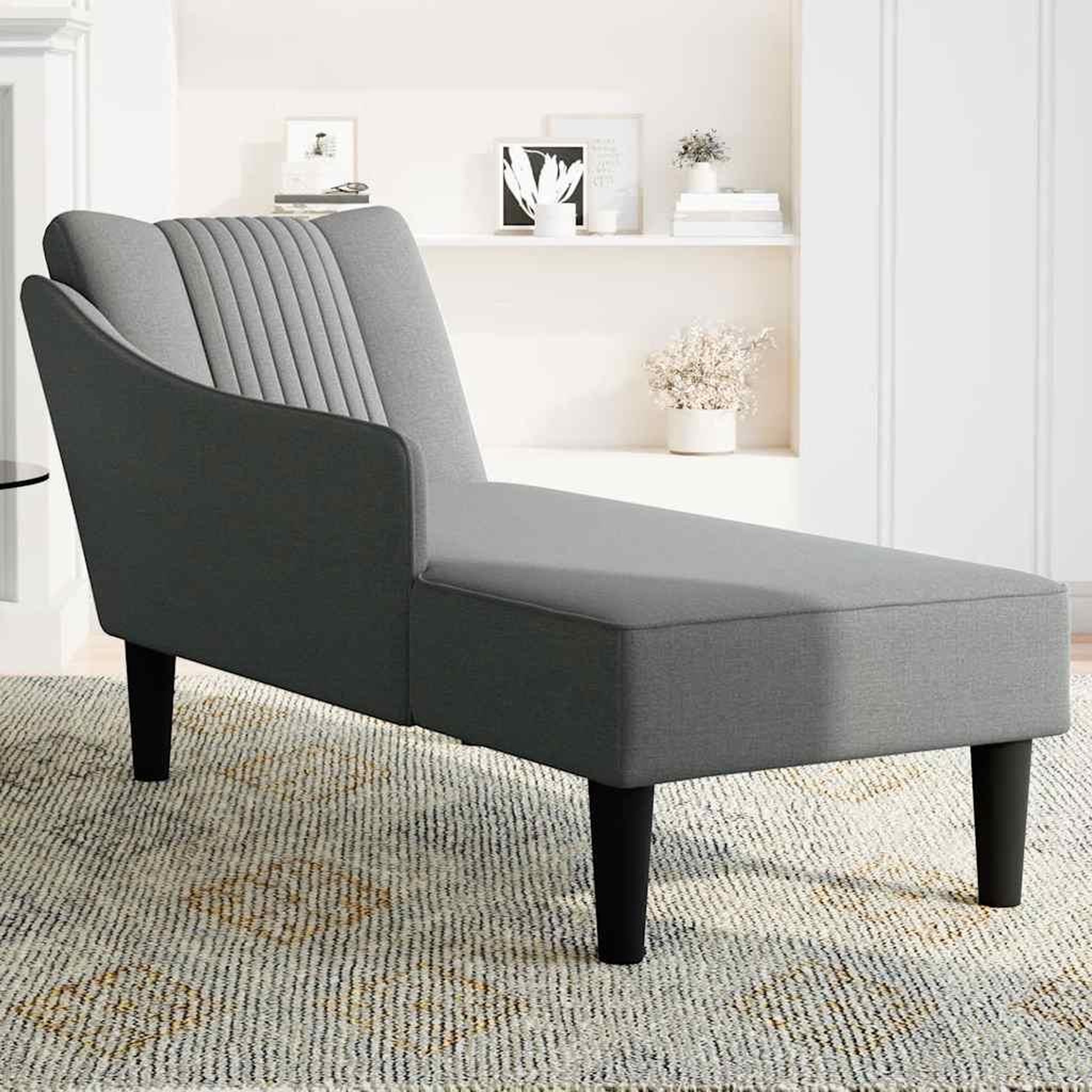 Voir la diapositive 3 : VIDAXL Fauteuil long avec accoudoir droit gris fonce tissu