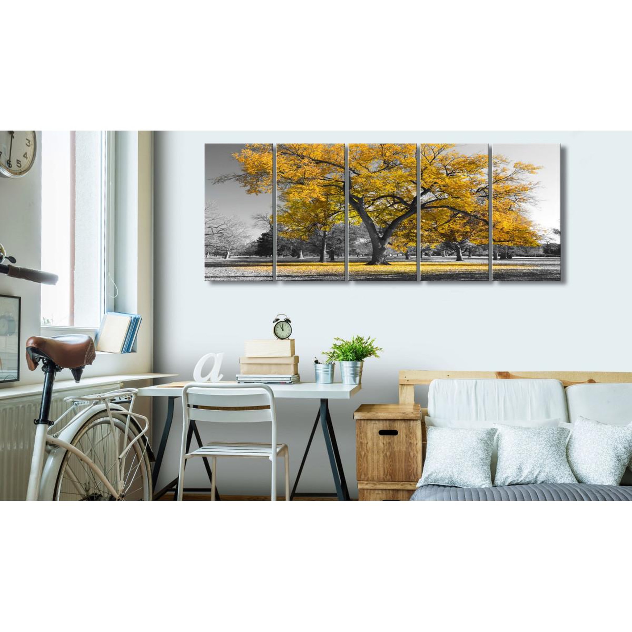 Voir la diapositive 2 : Paris Prix Tableau 5 panneaux  autumn in the park narrow gold