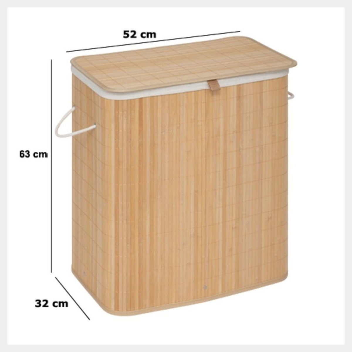 ATMOSPHERA Panier à linge de tri rectangle 100L en bambou