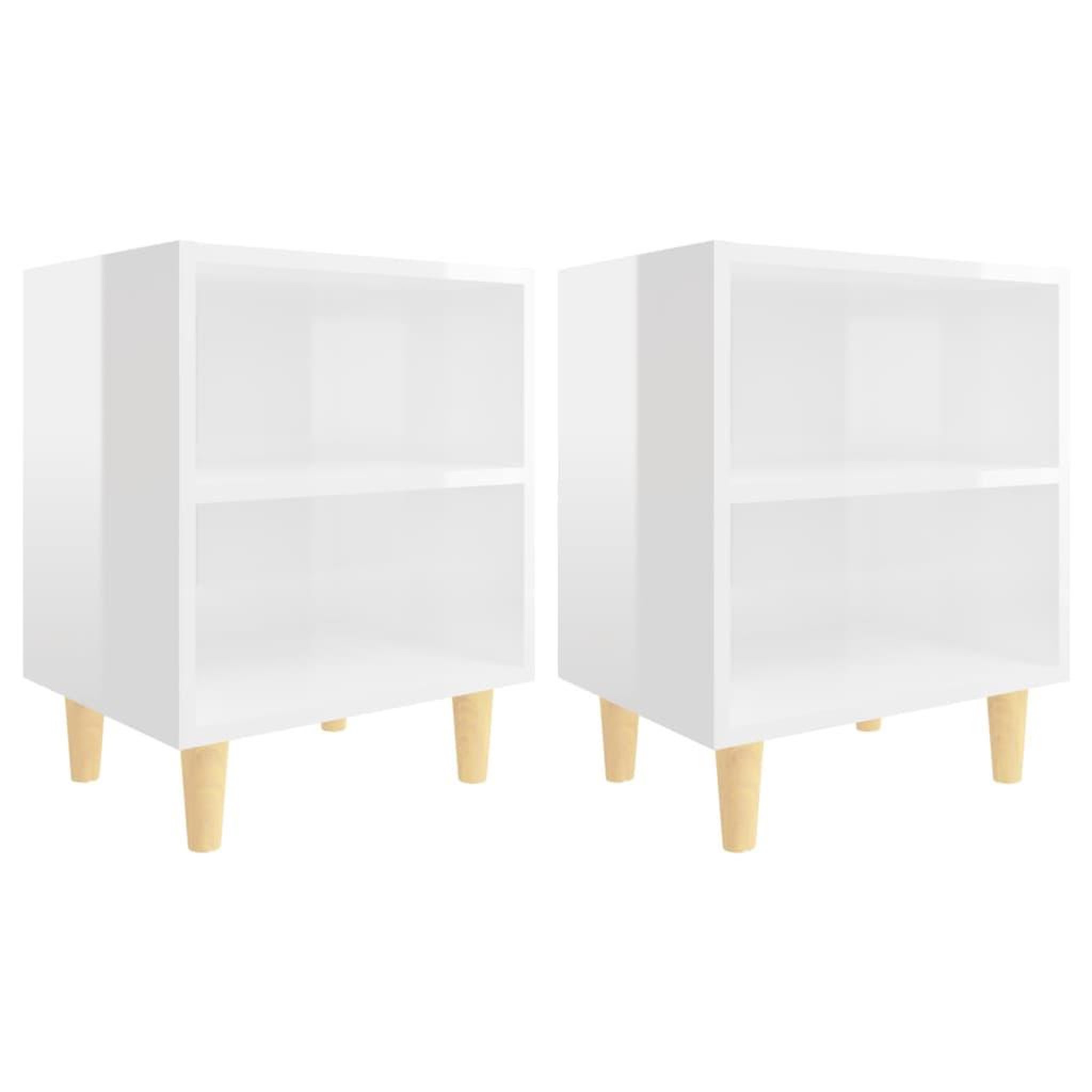 Voir la diapositive 2 : VIDAXL Tables de chevet pieds en bois 2 pcs Blanc brillant 40x30x50 cm