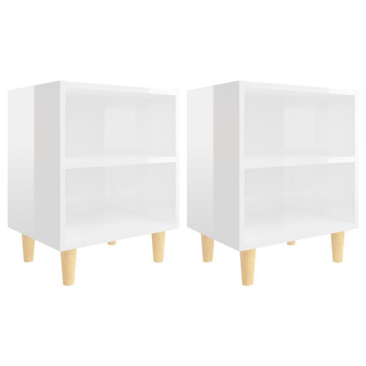 VIDAXL Tables de chevet pieds en bois 2 pcs Blanc brillant 40x30x50 cm