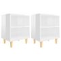 Voir la diapositive 2 : VIDAXL Tables de chevet pieds en bois 2 pcs Blanc brillant 40x30x50 cm