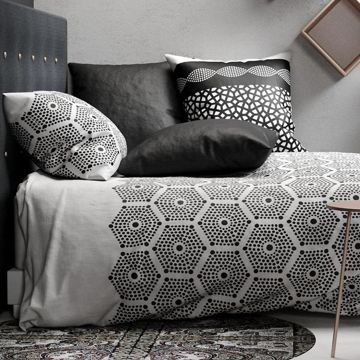 ATELIER DU COTON Parure housse de couette 100%coton 57fils pavage