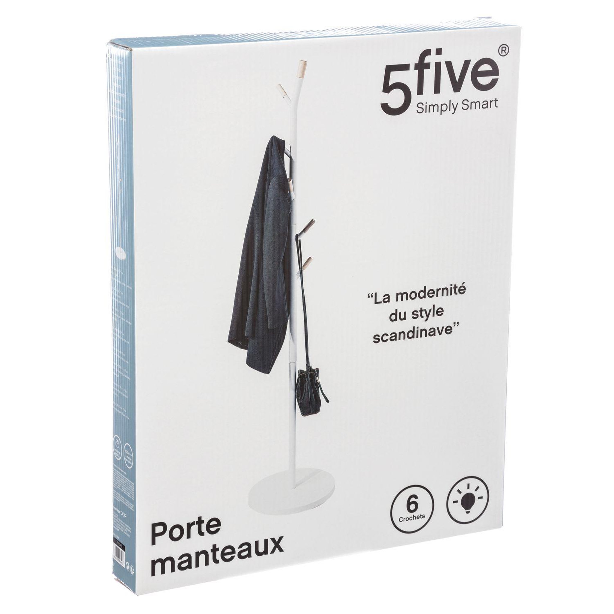 Voir la diapositive 3 : FIVE Porte Manteau en métal et MDF avec 6 tiges