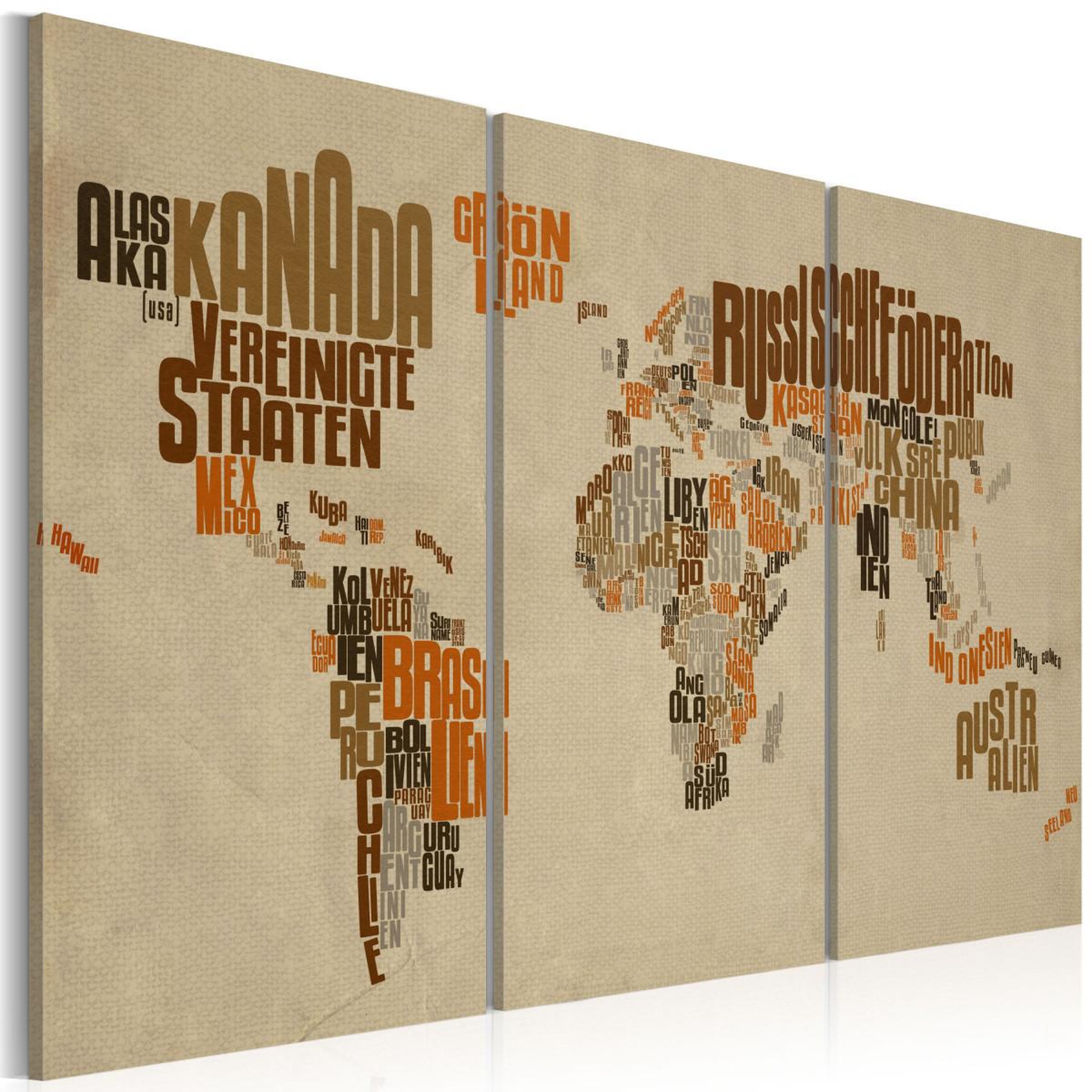 Voir la diapositive 1 : Paris Prix Tableau 3 Panneaux  Carte du Monde en Allemand