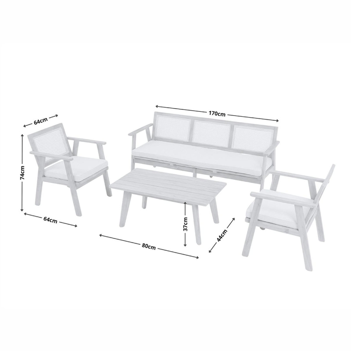 CONCEPT USINE Salon de jardin 5 places en acacia et cannage HANOI