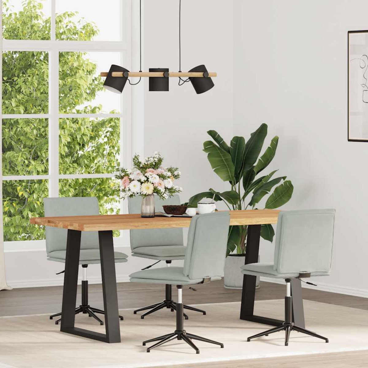 VIDAXL Chaises a manger lot de 4 Gris clair Velours