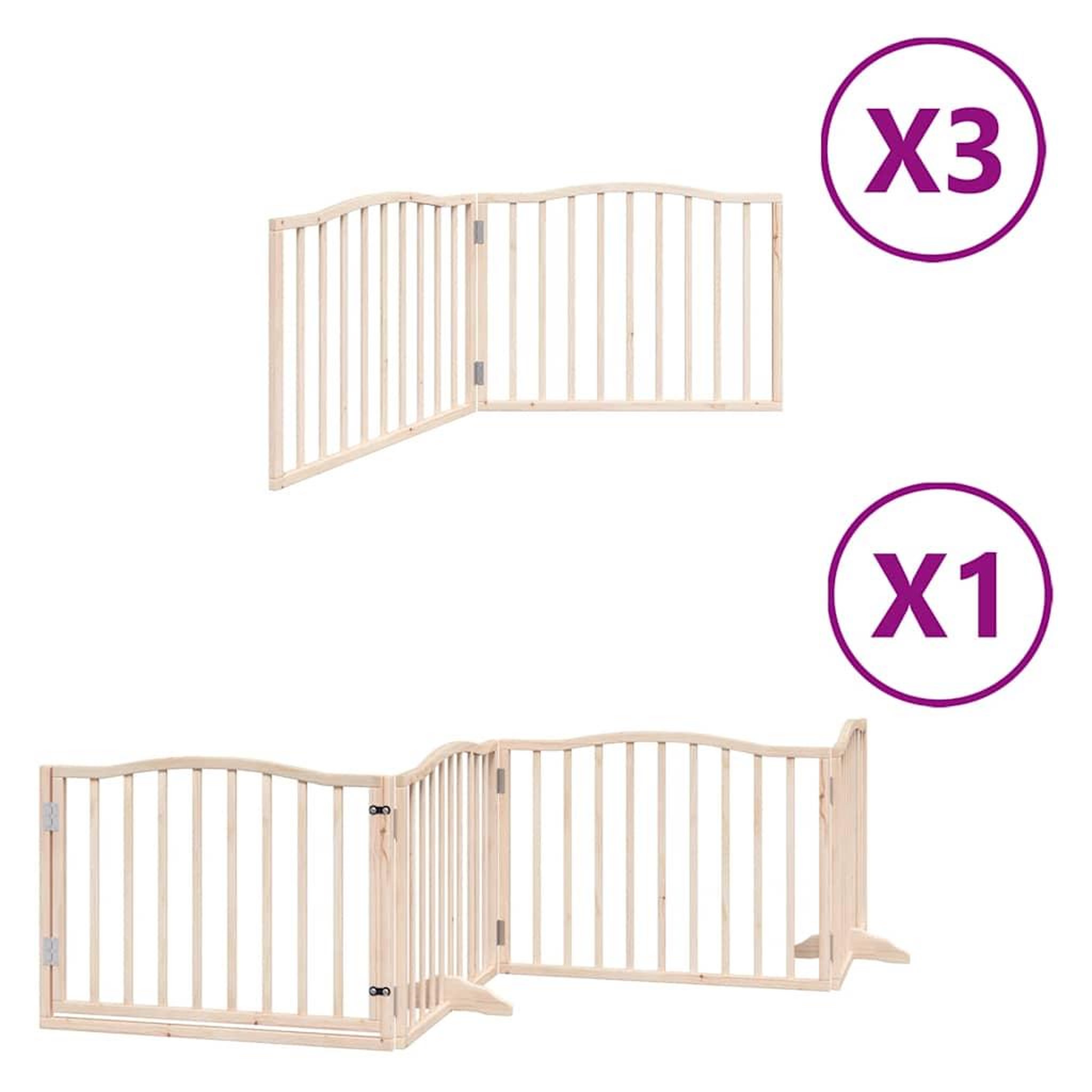 Voir la diapositive 2 : VIDAXL Barriere pour chien porte pliable 10 panneaux bois de peuplier
