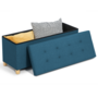 Voir la diapositive 4 : ID MARKET Banc coffre rangement sur pied 100 cm tissu bleu canard